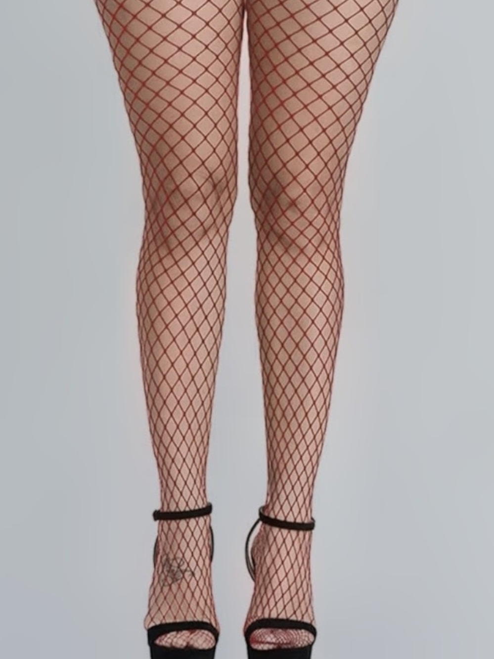 RED Fishnet Tights - Sheer Diamond Net Hosiery